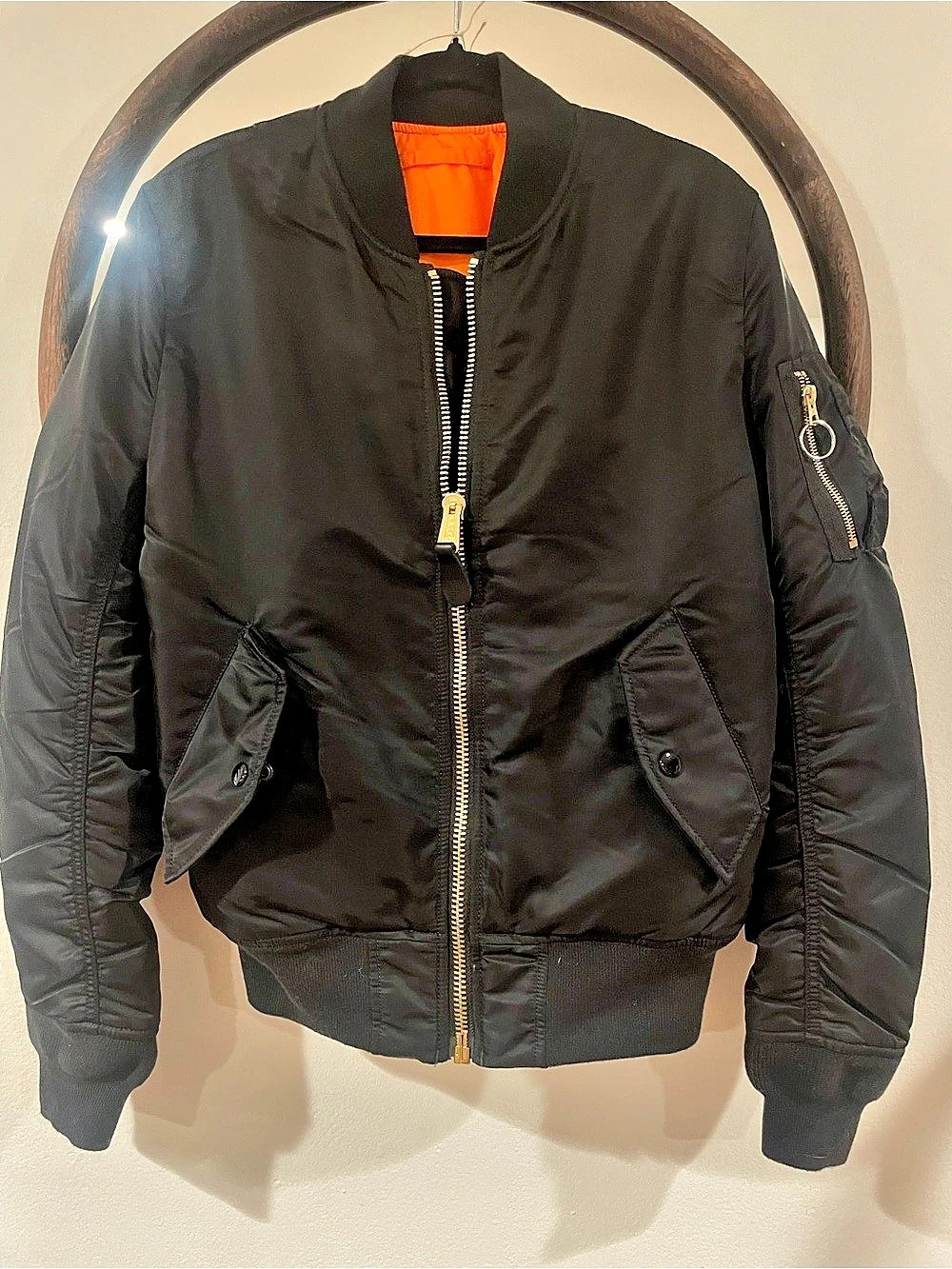 Alpha Industries MA-1 Flight Jacket Black & Orange Bomber